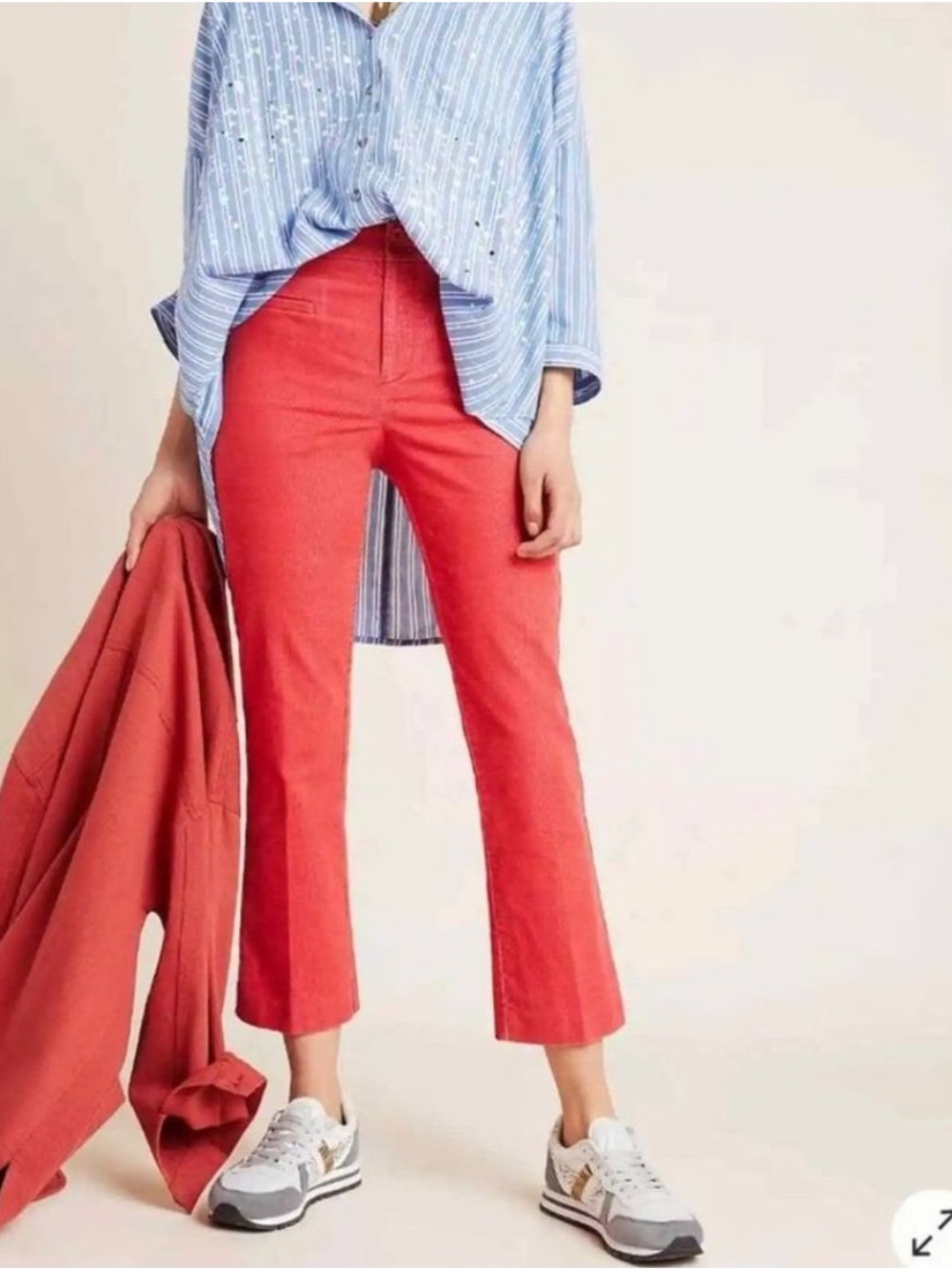 Anthropologie The Essential Collection Pink Crop Flare Bootcut Corduroy pants 6